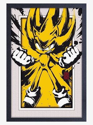 Sonic the Hedgehog Super Sonic Splatter Faux Matte Under Plexiglass Framed Poster