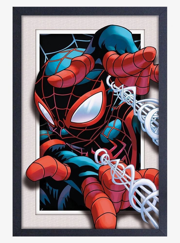 Marvel Spider-Man Miles Morales Thwip Faux Matte Under Plexiglass Framed Poster