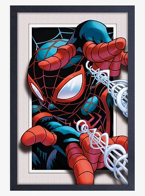 Marvel Spider-Man Miles Morales Thwip Faux Matte Under Plexiglass Framed Poster