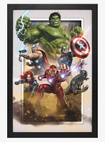 Marvel Avengers Kicking Up Dust Faux Matte Under Plexiglass Framed Poster