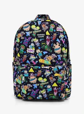 Loungefly Nickelodeon Retro Cartoons Allover Print Nylon Backpack