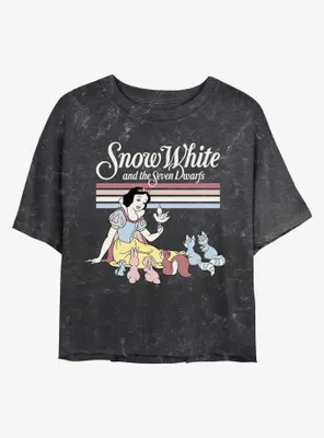 Disney Snow White and the Seven Dwarfs Forest Critters Mineral Wash Womens Crop T-Shirt