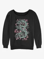 Disney Mulan Mushu Floral Womens Slouchy Sweatshirt