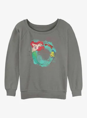 Disney The Little Mermaid Ariel Sebastian and Flounder Womens Slouchy Sweatshirt