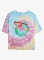 Disney The Little Mermaid Ariel Sebastian and Flounder Womens Tie-Dye Crop T-Shirt