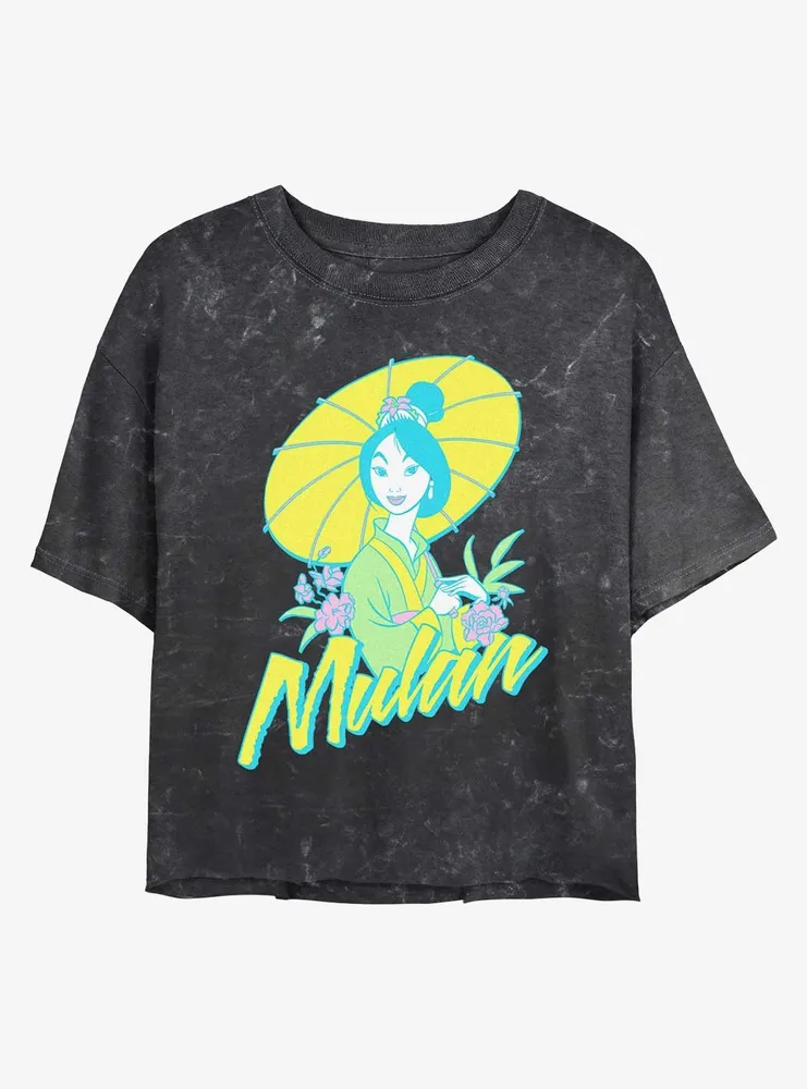 Disney Mulan Surf Pop Mineral Wash Womens Crop T-Shirt