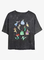 Disney Cinderella Princess Doodle Mineral Wash Womens Crop T-Shirt