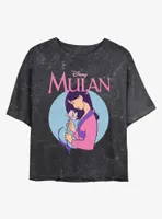 Disney Mulan Vintage Mineral Wash Womens Crop T-Shirt