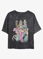 Disney the Princess and Frog Watercolor Princesses Mineral Wash Womens Crop T-Shirt