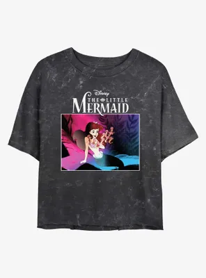 Disney The Little Mermaid New Wave Ariel Mineral Wash Womens Crop T-Shirt