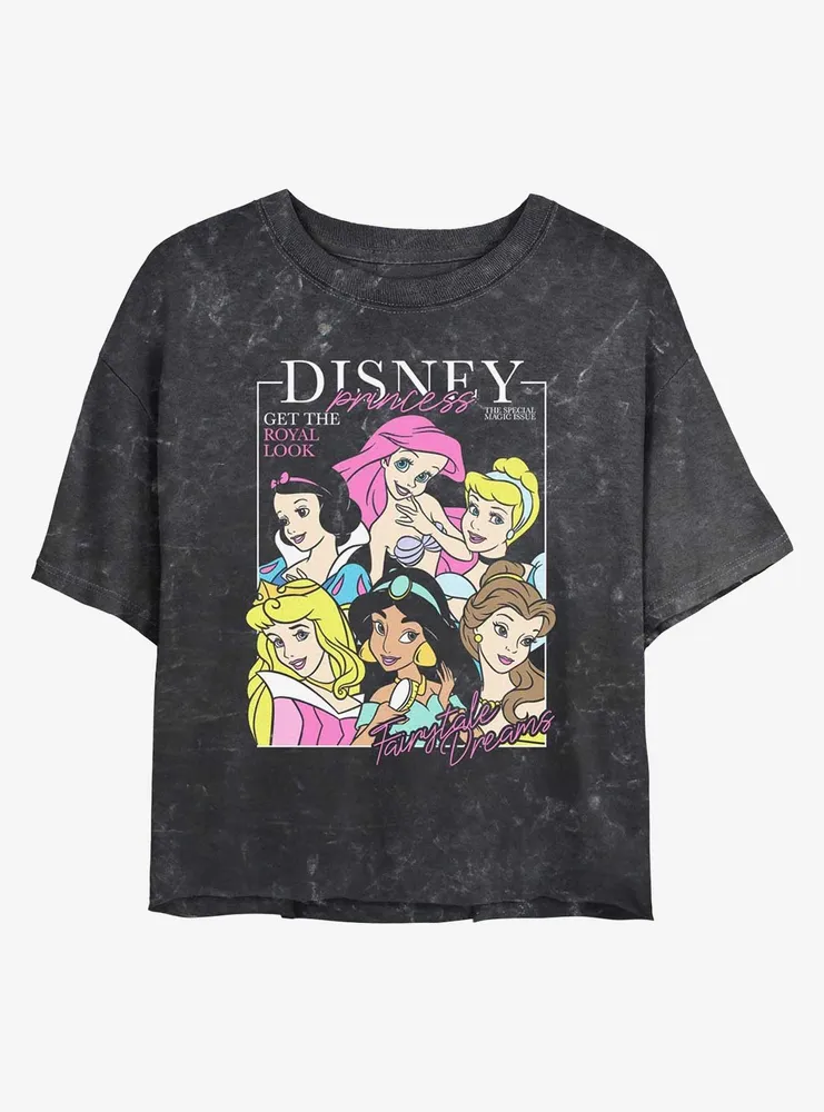 Disney The Little Mermaid Princesses Cover Story Mineral Wash Womens Crop T-Shirt