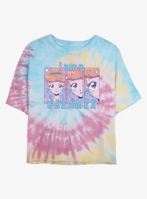 Disney Cinderella Anime Style I Am A Dreamerer Womens Tie-Dye Crop T-Shirt