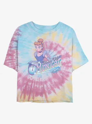 Disney Cinderella Anime Style Dance Til Midnight Womens Tie-Dye Crop T-Shirt