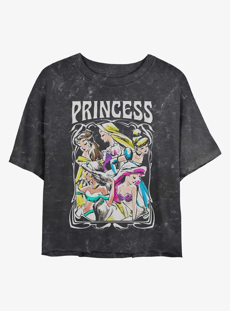 Disney Princess Retro Mineral Wash Womens Crop T-Shirt