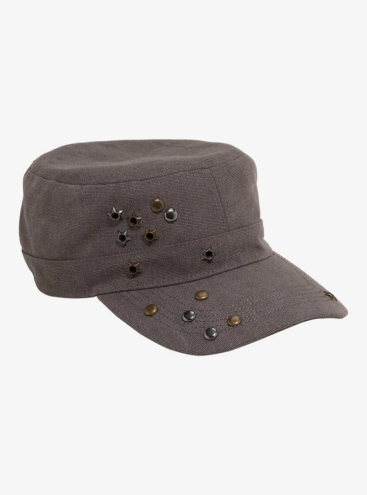 Grey Stud Grommet Cadet Cap