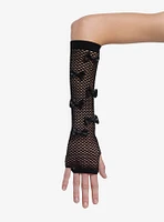 Black Bow Fishnet Arm Warmers