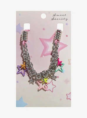 Sweet Society Colorful Star Chain Cord Necklace
