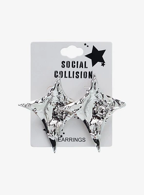 Social Collision Metallic Star Oversized Stud Earrings