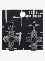 Social Collision Ornate Cross Earrings