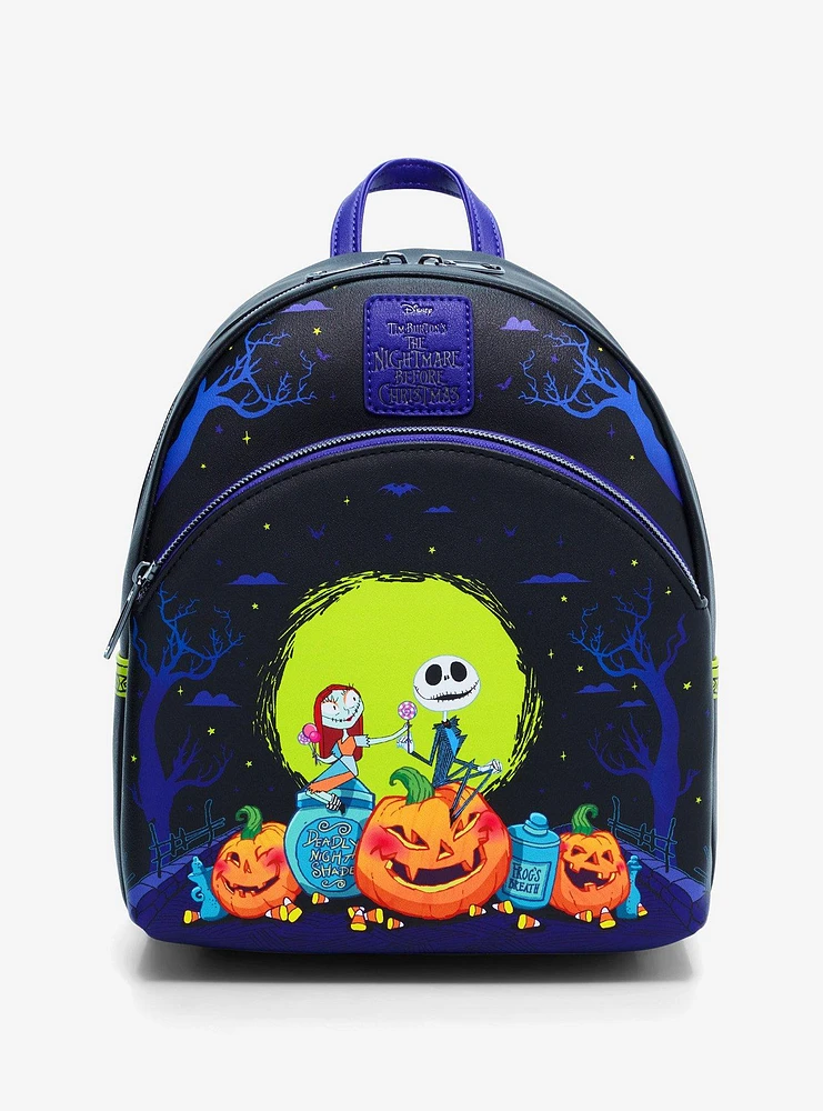 Loungefly The Nightmare Before Christmas Jack & Sally Pumpkins Mini Backpack