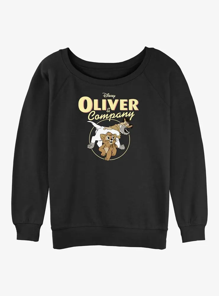 Disney Oliver & Company and Dodger Womens Slouchy Sweatshirt