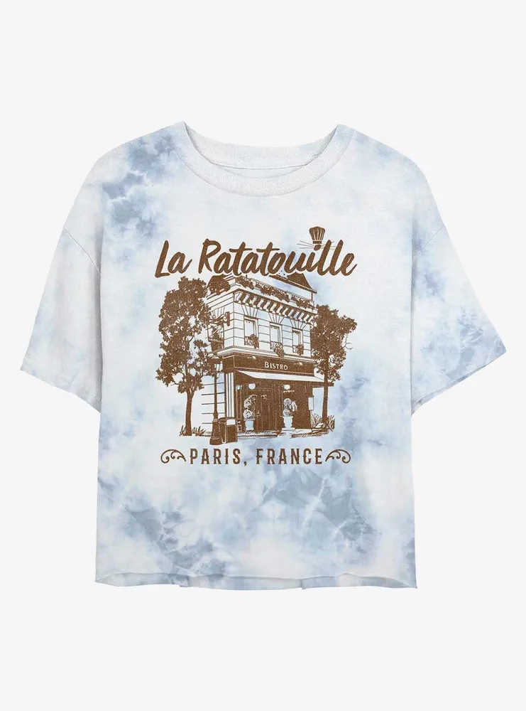 Disney Pixar Ratatouille Cafe Paris France Womens Tie-Dye Crop T-Shirt