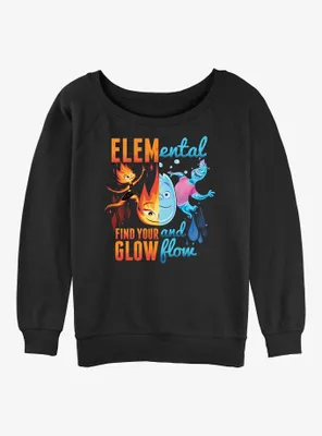 Disney Pixar Elemental Ember and Wade Find Your Glow Flow Womens Slouchy Sweatshirt