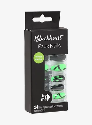 Blackheart Monster Black Glow-In-The-Dark Faux Nail Set