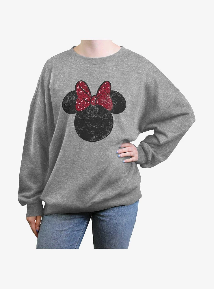 Disney Minnie Mouse Leopard Bow Girls Oversized Sweatshirt