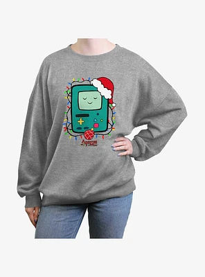 Adventure Time Light Up Santa BMO Girls Oversized Sweatshirt