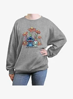 Disney Lilo & Stitch Chibi Floral Girls Oversized Sweatshirt