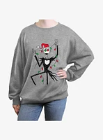 Disney The Nightmare Before Christmas Santa Jack Lights Girls Oversized Sweatshirt