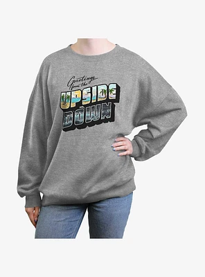 Stranger Things Upsidedown Postcard Girls Oversized Sweatshirt