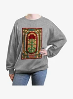 Stranger Things Stained Glass Rose Girls Oversized Sweatshirt