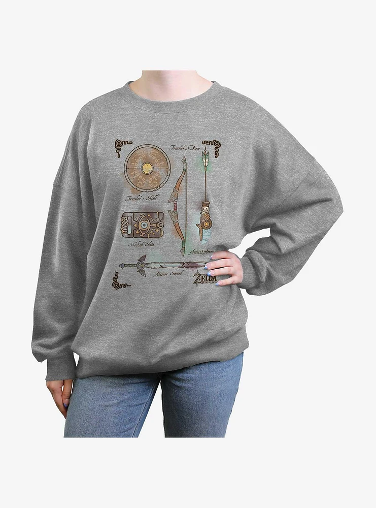 The Legend of Zelda Inventory & Weapons Girls Oversized Sweatshirt