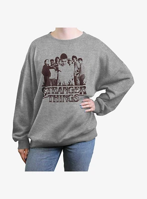 Stranger Things Group Focus Girls Oversized Sweatshirt