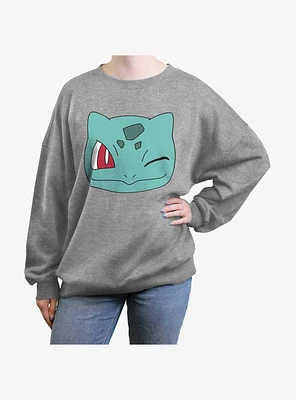 Pokemon Bulbasaur Face Girls Oversized Sweatshirt