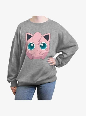 Pokemon Jigglypuff Face Girls Oversized Sweatshirt