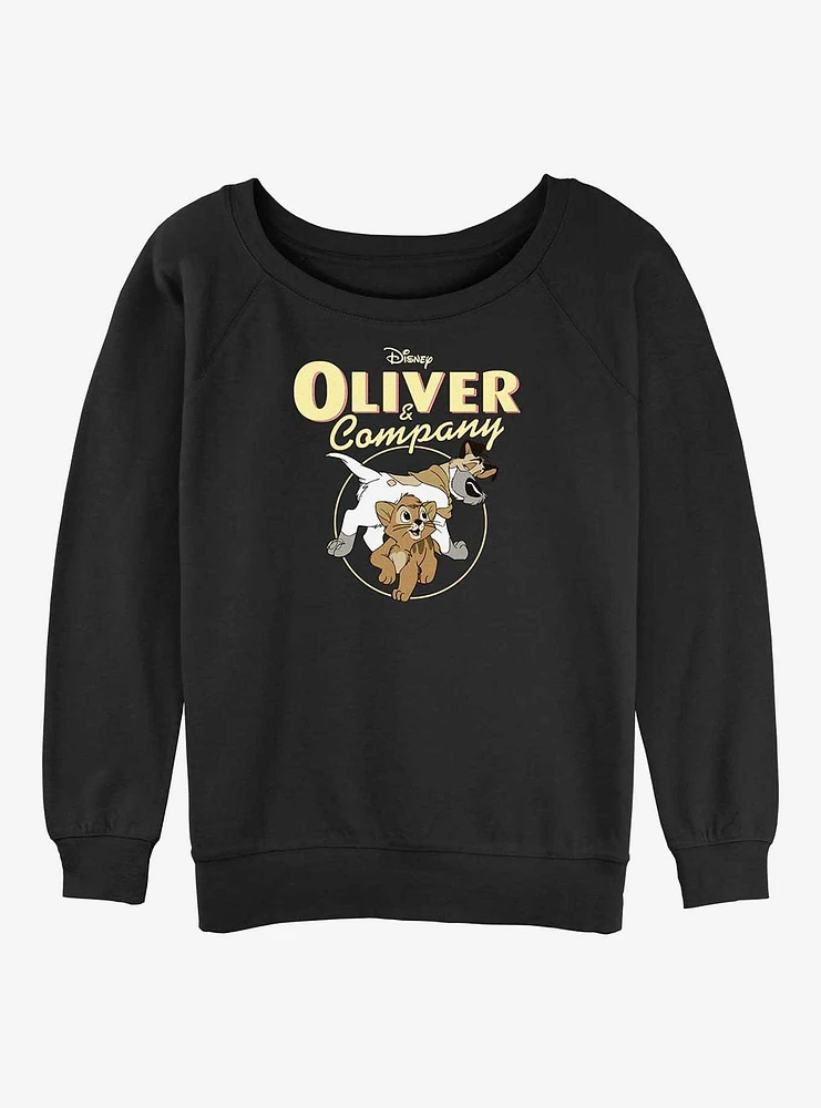 Disney Oliver & Company and Dodger Girls Slouchy Sweatshirt