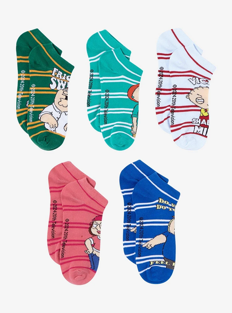 Family Guy Stripes No-Show Socks 5 Pair