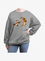 Disney Chip 'n' Dale Acorn Chase Womens Oversized Sweatshirt