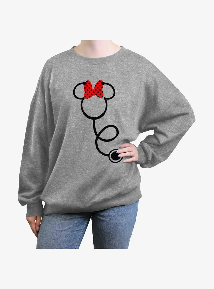 Disney Minnie Mouse Stethoscope Womens Oversized Sweatshirt