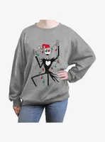 Disney The Nightmare Before Christmas Santa Jack Lights Womens Oversized Sweatshirt