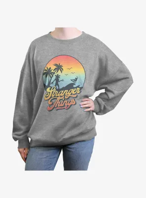 Stranger Things Retro Sun Womens Oversized Sweatshirt