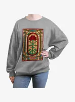 Stranger Things Stained Glass Rose Womens Oversized Sweatshirt