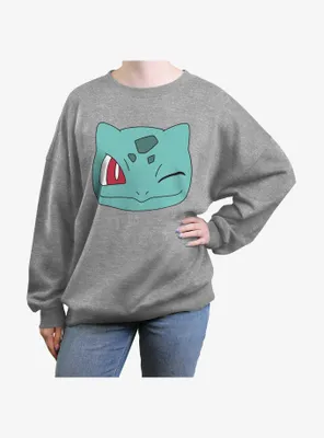 Pokemon Bulbasaur Face Womens Oversized Sweatshirt