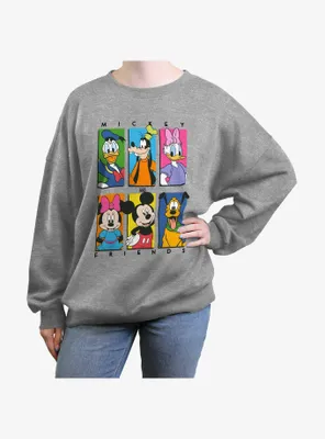 Disney Mickey Mouse Friends Squad Womens Oversized Sweatshirt