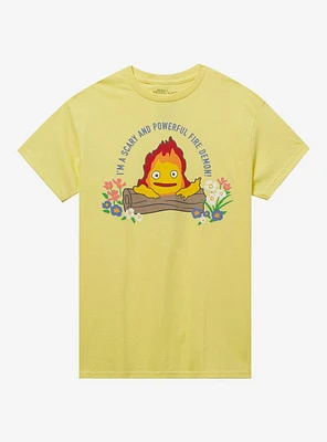 Studio Ghibli Howl's Moving Castle Calcifer Flower Boyfriend Fit Girls T-Shirt