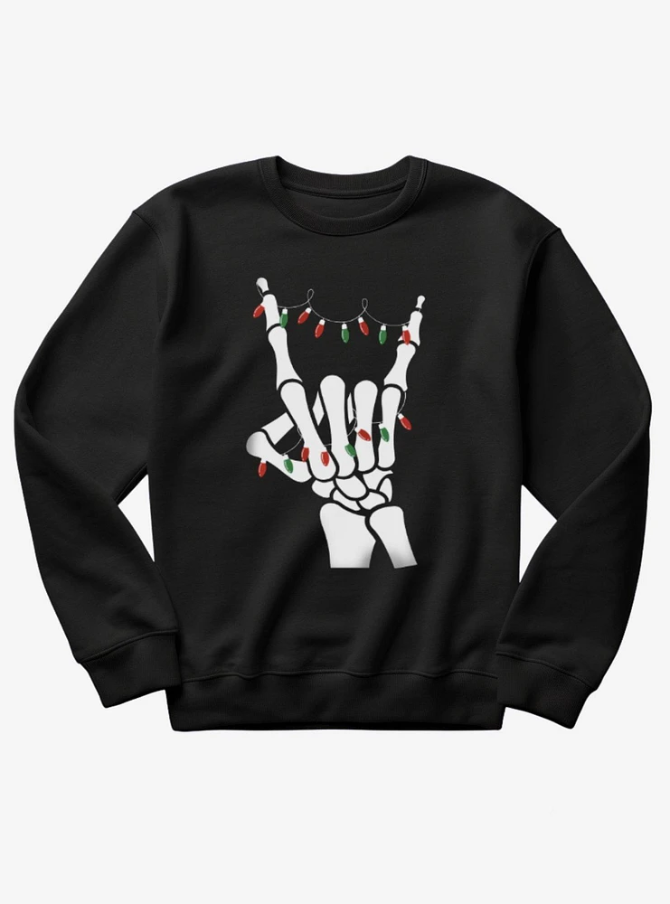 Metal Horns Skeleton Ugly Christmas Sweater