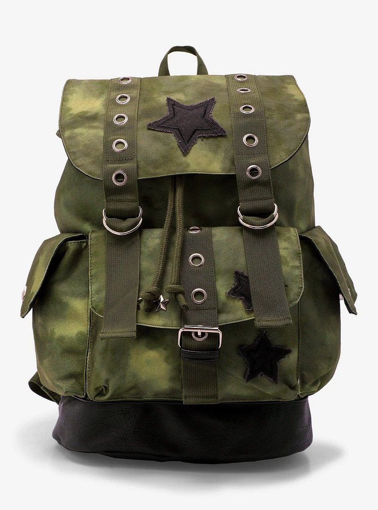 Star Green Grunge Slouch Backpack